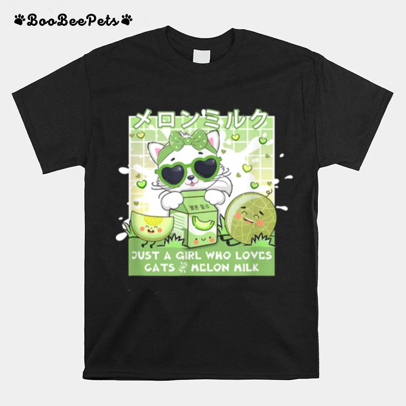 Retro Japanese Kawaii Girl Who Loves Cats Melon Milk T-Shirt