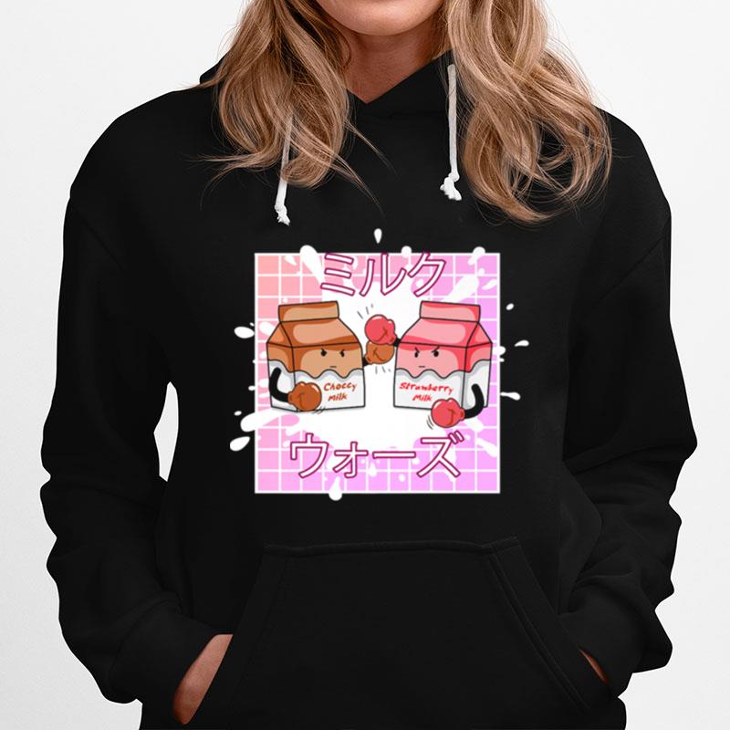 Retro Japanese Kawaii Strawberry Milk Vs Choccy Milk Hoodie