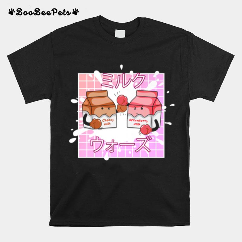 Retro Japanese Kawaii Strawberry Milk Vs Choccy Milk T-Shirt