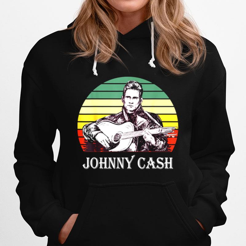 Retro Johnny Arts Cash Outlaws Music Vintage Guitar Hoodie