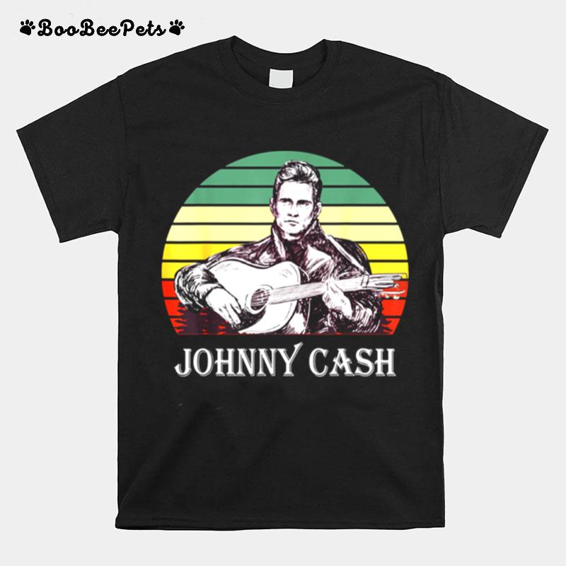 Retro Johnny Arts Cash Outlaws Music Vintage Guitar T-Shirt