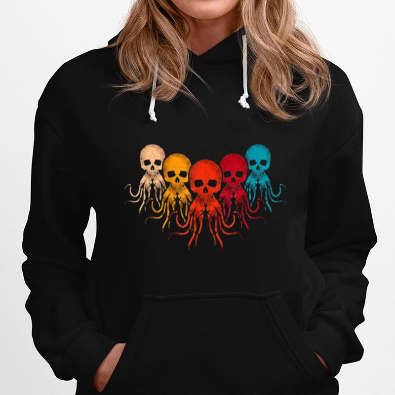 Retro Ocean Animal Aquarist Kraken Pirate Skull Octopus Hoodie