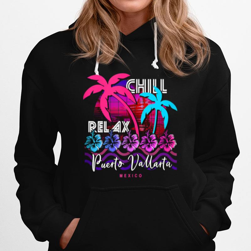 Retro Puerto Vallarta Mexico Vaporwave Aesthetic Beach 80S Hoodie