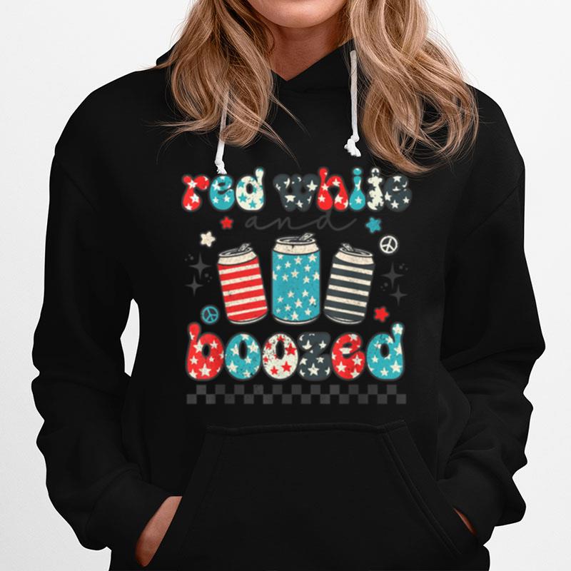 Retro Red White And Boozed American Flag Fourth Of July T B0B2R2Zqxz Hoodie