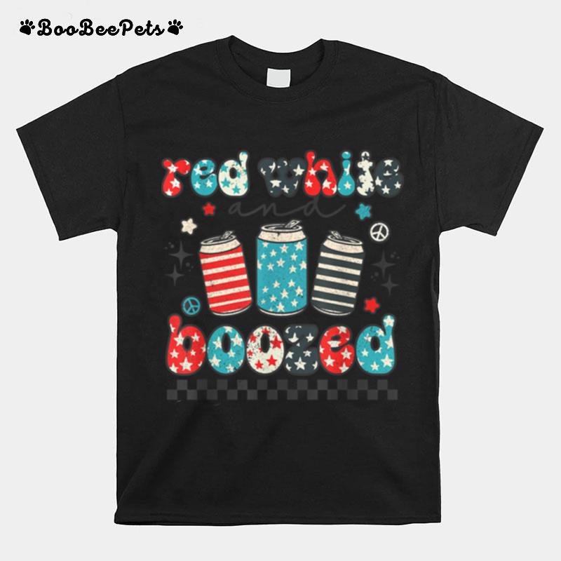 Retro Red White And Boozed American Flag Fourth Of July T B0B2R2Zqxz T-Shirt