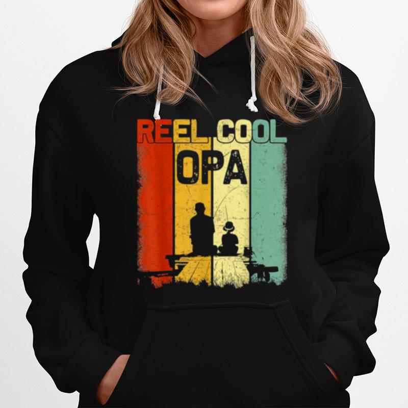 Retro Reel Cool Opa Fishing Daddy Vintage Fathers Day Hoodie