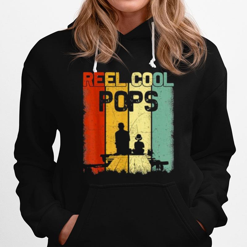 Retro Reel Cool Pops Fishing Daddy Vintage Fathers Day Hoodie