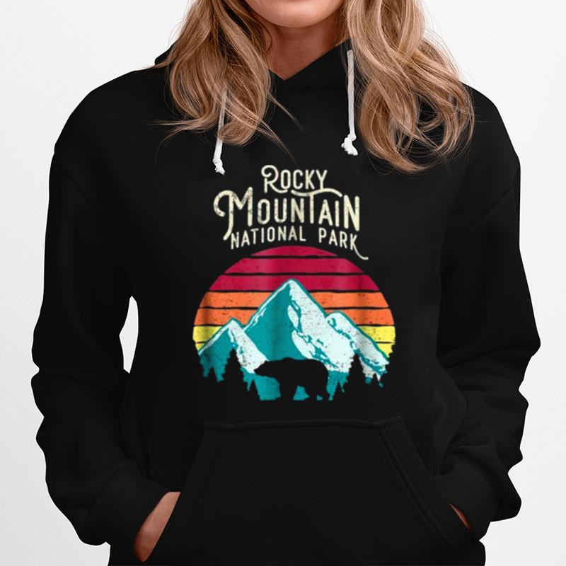 Retro Rocky Mountain National Park Colorado Bear Hoodie