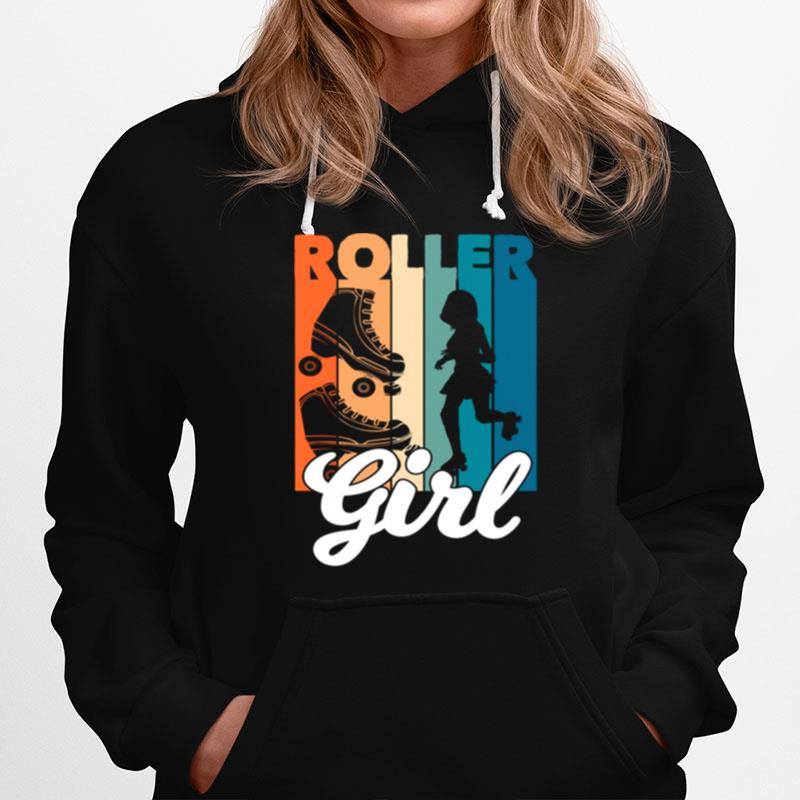 Retro Roller Skating Theme Roller Skates Girls Hoodie