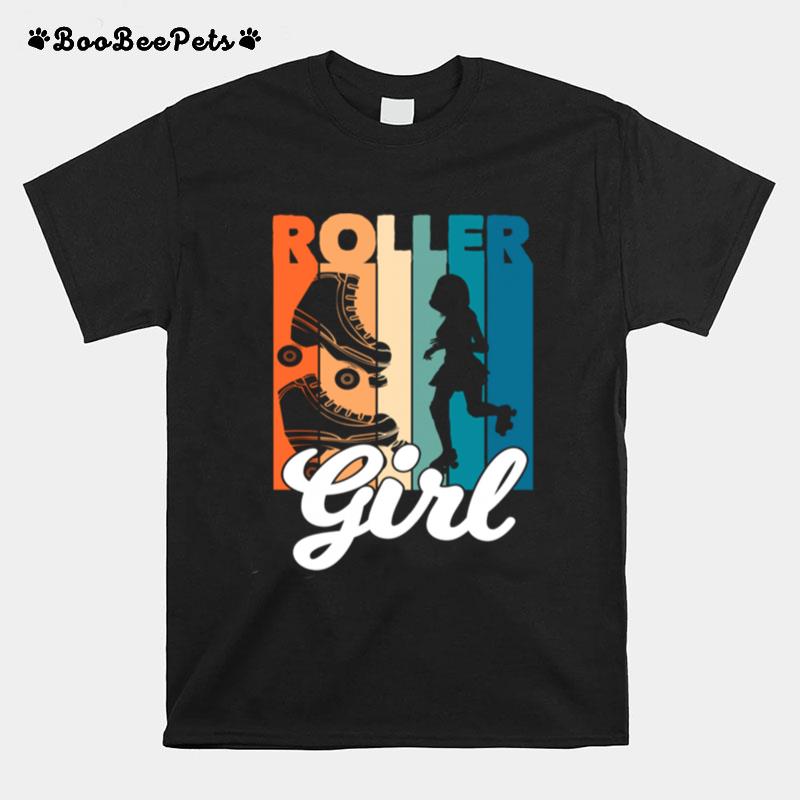 Retro Roller Skating Theme Roller Skates Girls T-Shirt