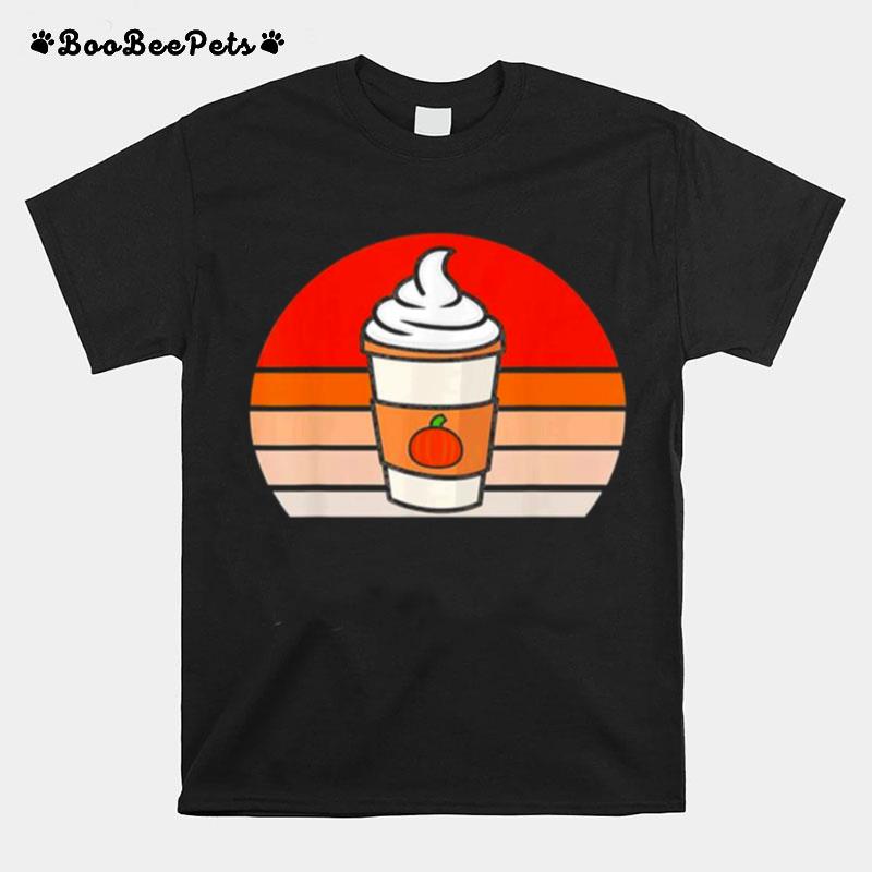 Retro Sunset Cute Pumpkin Spice Latte T-Shirt