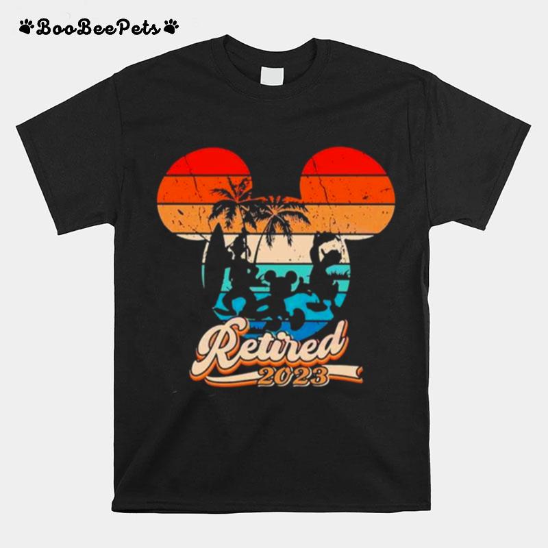 Retro Sunset Retired 2023 Mickey And Friends T-Shirt