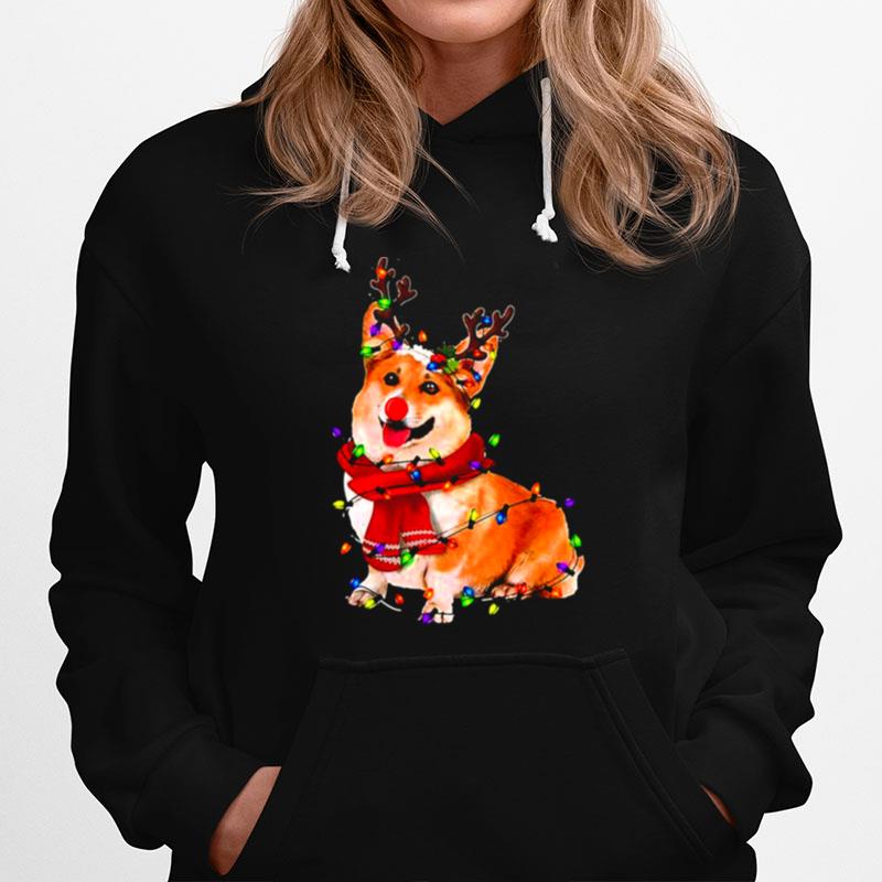 Silly Reindeer Corgi Christmas Graphic Xmas Hoodie