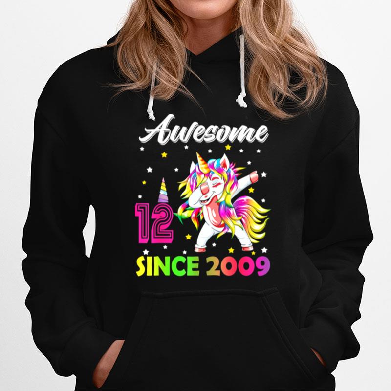 Since 2009 Dabbing Unicorn 12Th Birthday Girls Hoodie