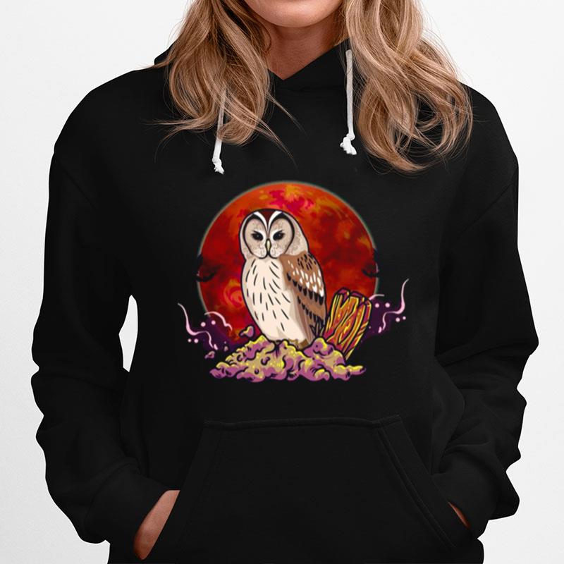 Sitting In Cemetery Halloween Owl Hoodie