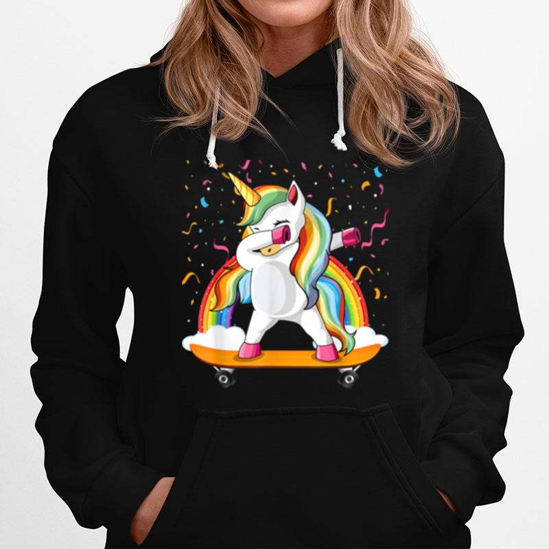 Skating Unicorn Dabbing Unicorn Skater Hoodie