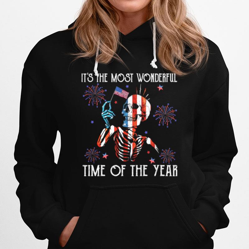 Skeleton American Flag Its The Most Wonderful Time Of The Year Firework Hoodie