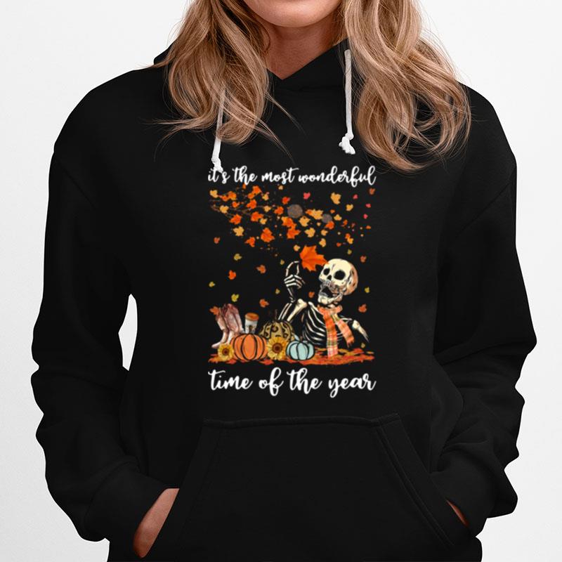 Skeleton Its The Most Wonderful Time Of The Year Pumpkin Halloween Hoodie