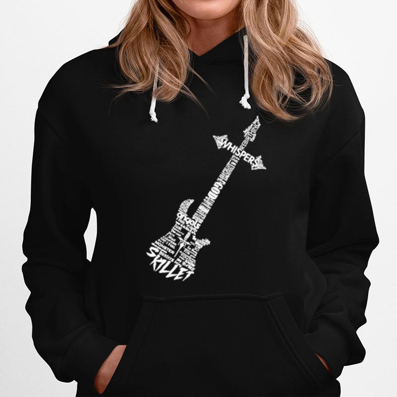 Skillet Guitar Typography On Black Graphic Hoodie