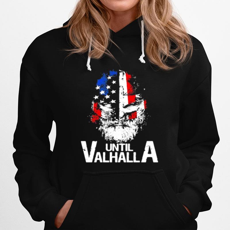 Skull Beard American Viking American Flag Until Valhalla Hoodie