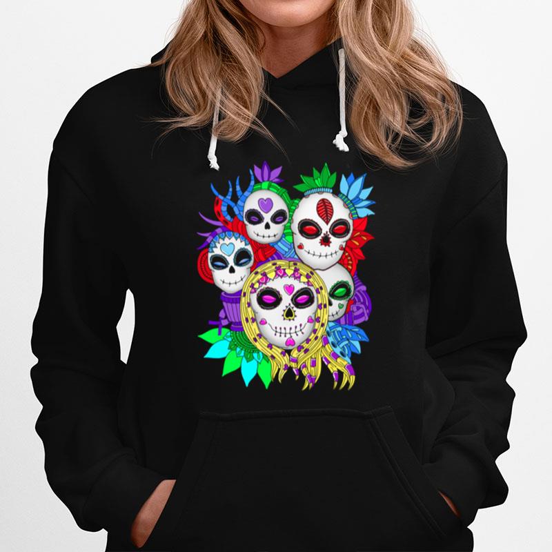 Skull Family Colorful Day Of The Dead Hoodie