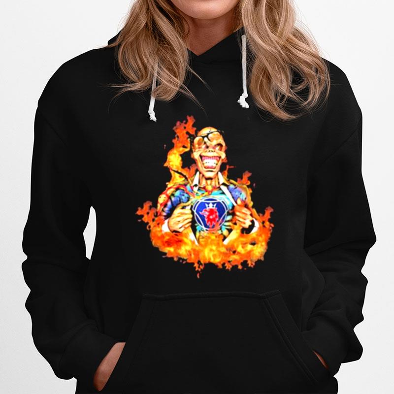 Skull Fire With Scania Logo Hoodie