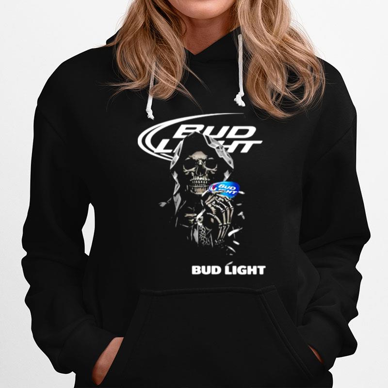 Skull Holding Bud Light Logo Hoodie