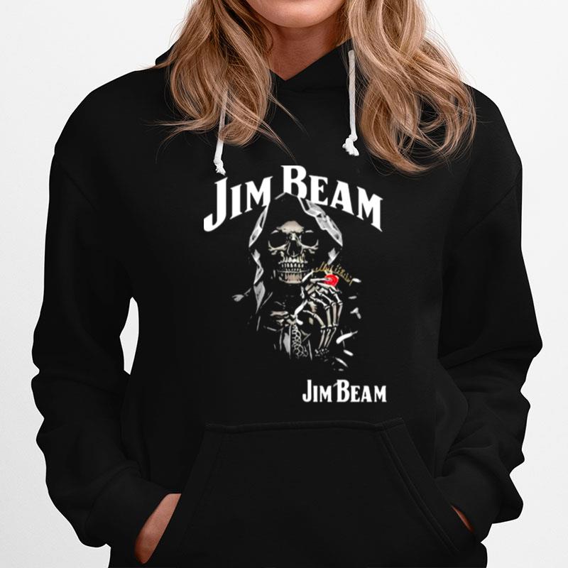 Skull Holding Jim Beam Logo Hoodie