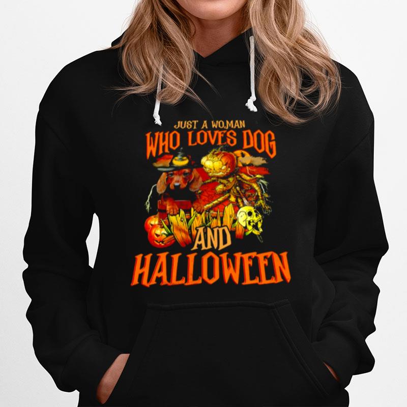 Skull Just A Woman Who Loves Dog And Halloween Hoodie