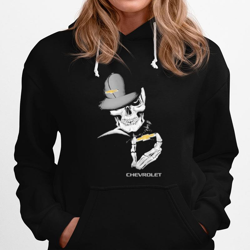 Skull Wear Hat And Hug Chevrolet Logo Hoodie