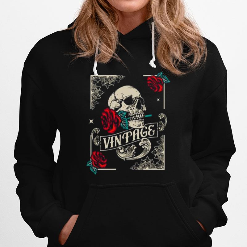 Skull With Roses Distressed Hoodie