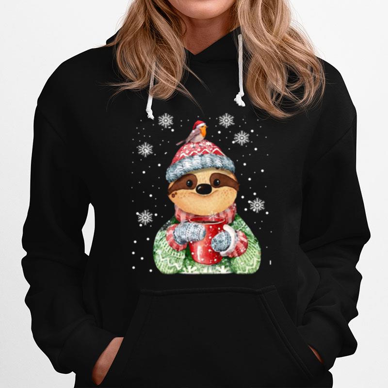 Sloth Drinks Coffee Merry Christmas Hoodie