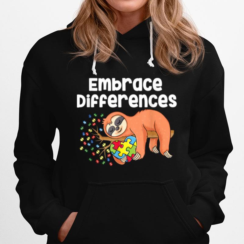 Sloth Holding Puzzle Piece Heart Sloth Autism Awareness Hoodie