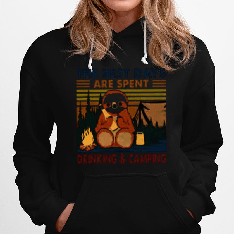 Sloth Hug Beer The Best Days Are Spent Drinking And Camping Vintage Hoodie