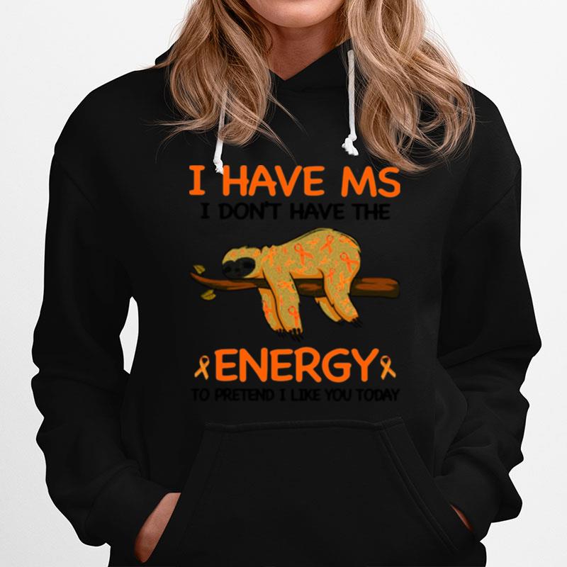 Sloth I Have Ms I Dont Have The Energy To Pretend I Like You Today Hoodie