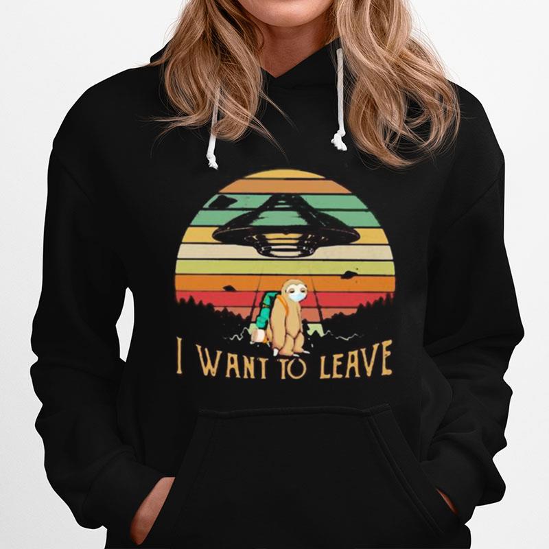 Sloth Mask I Want To Leave Vintage Retro Hoodie