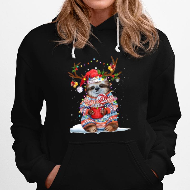 Sloth Reindeer Light Christmas Hoodie