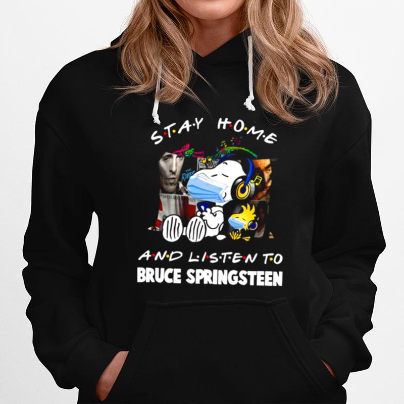 Snoopy And Woodstock Stay Home And Listen To Bruce Springsteen Hoodie