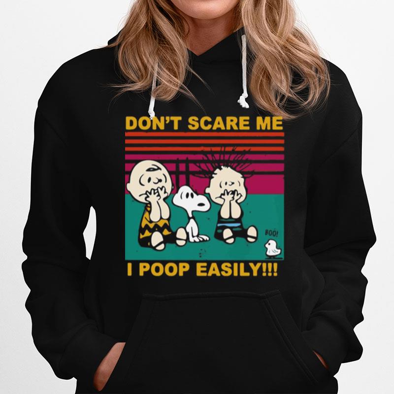 Snoopy Charlie Brown And Linus Dont Scare Me I Poop Easily Vintage Retro Hoodie