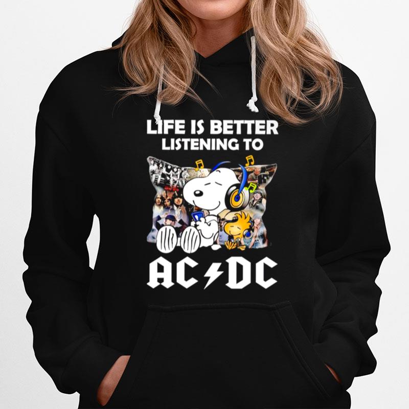 Snoopy Life Is Better Listening To Ac Dc Hoodie