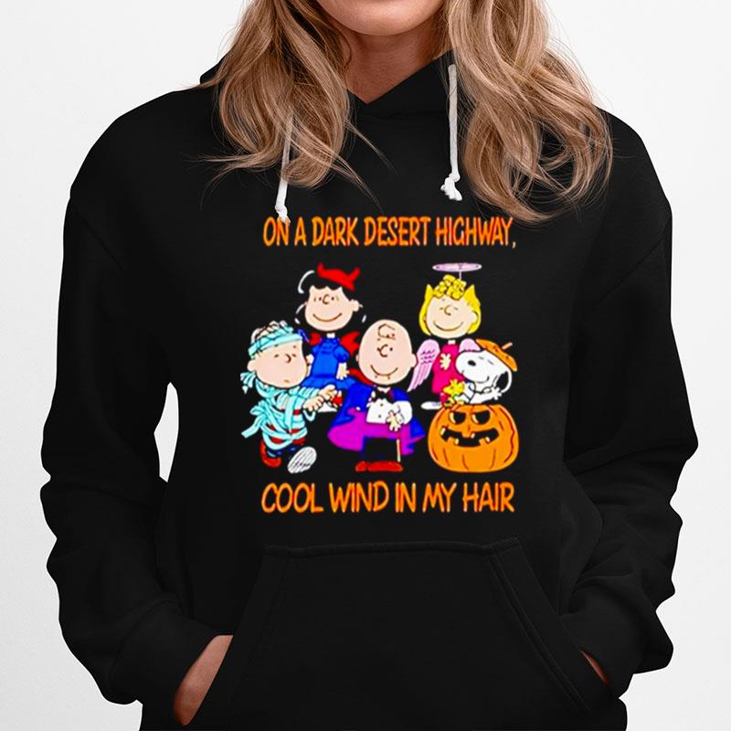 Snoopy Peanut Jeep On A Dark Desert Highway Cool Wind In My Hair Snoopy Halloween Hoodie