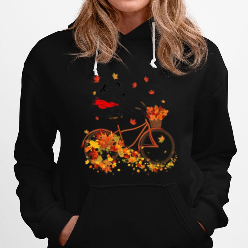 Snoopy Riding Bicycle Autumn Leaf Tree Hoodie