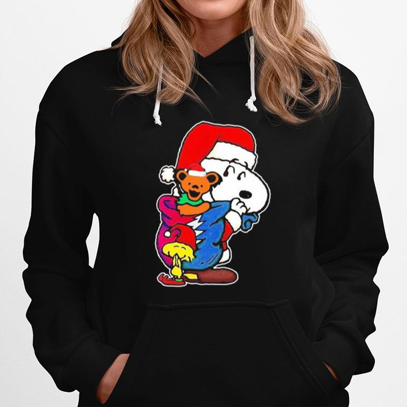 Snoopy Woodstock And Bear Grateful Dead Merry Christmas Hoodie