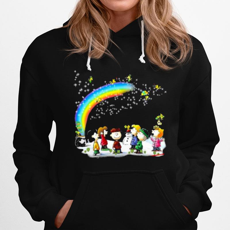 Snoopy Woodstock And Friends Snowman Rainbow Hoodie