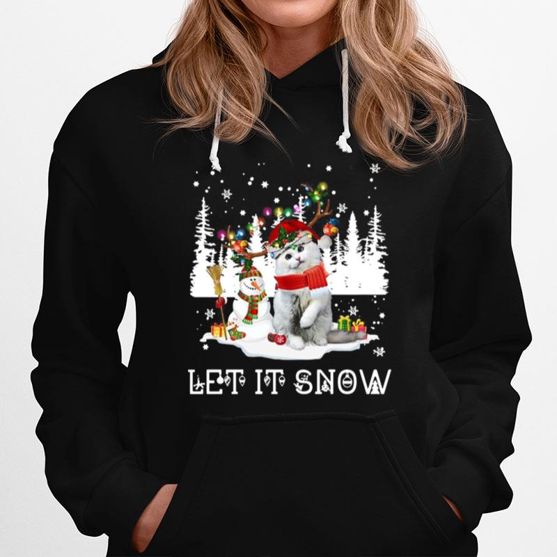 Snowman And Cat Let It Snow Ugly Christmas Hoodie