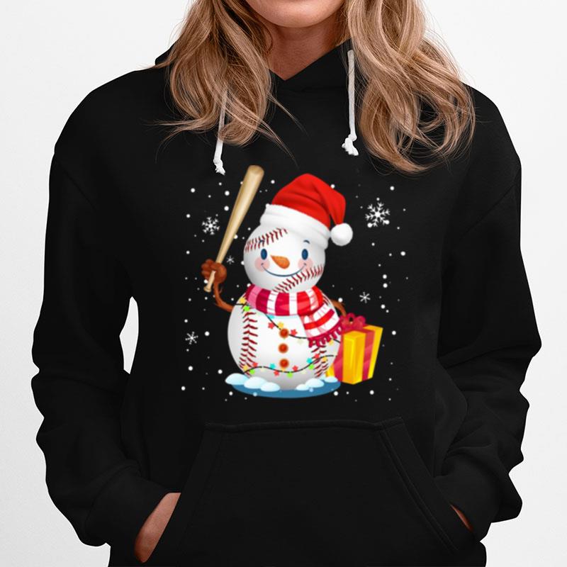 Snowman Play Baseball Christmas Hoodie