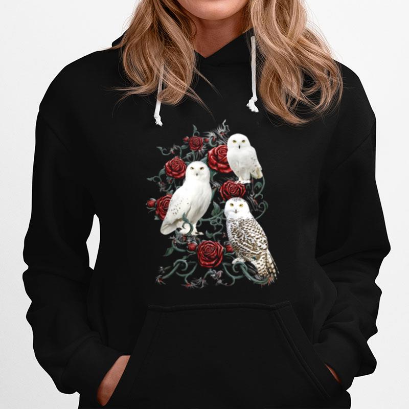 Snowy Owls Roses Hoodie