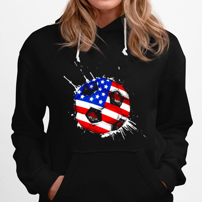 Soccer American Flag 4Th Of July Hoodie