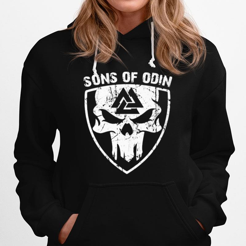 Sons Of Odin With Valknut Back Skull Hoodie