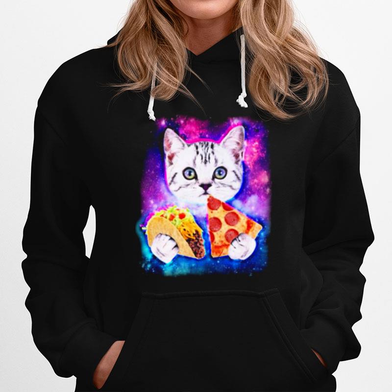 Space Cat Pizza And Tacos Hoodie